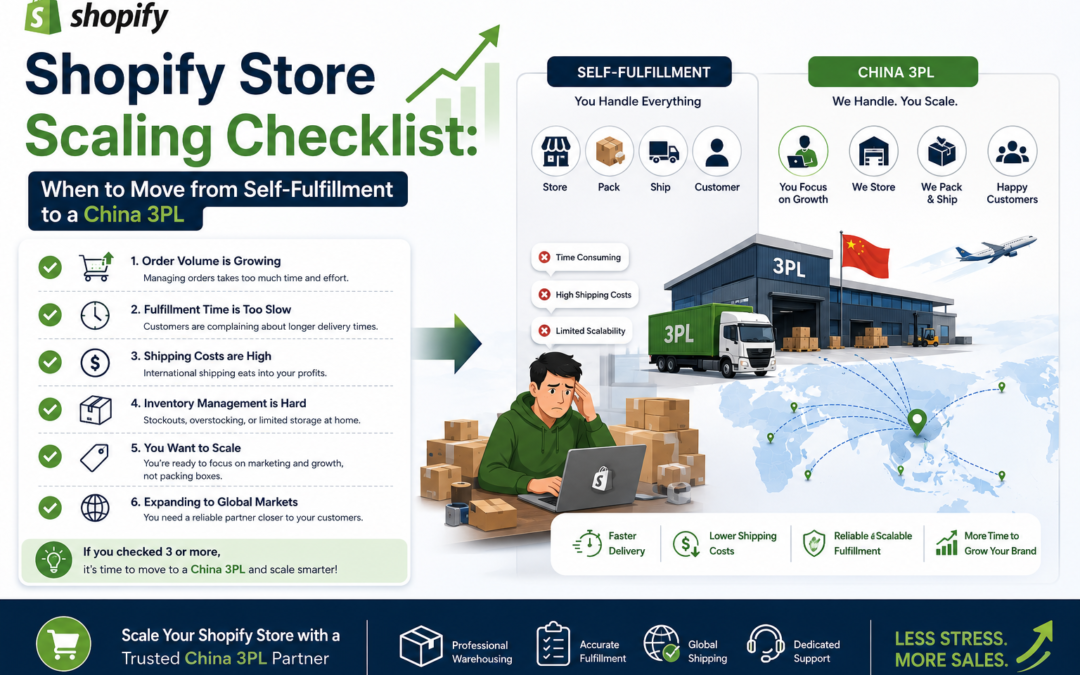 Shopify scaling checklist for moving from self-fulfillment to China 3PL.