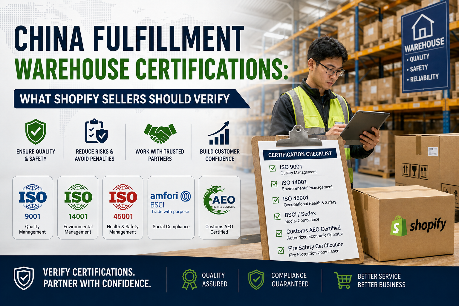 China fulfillment warehouse certification documents being verified for Shopify sellers
