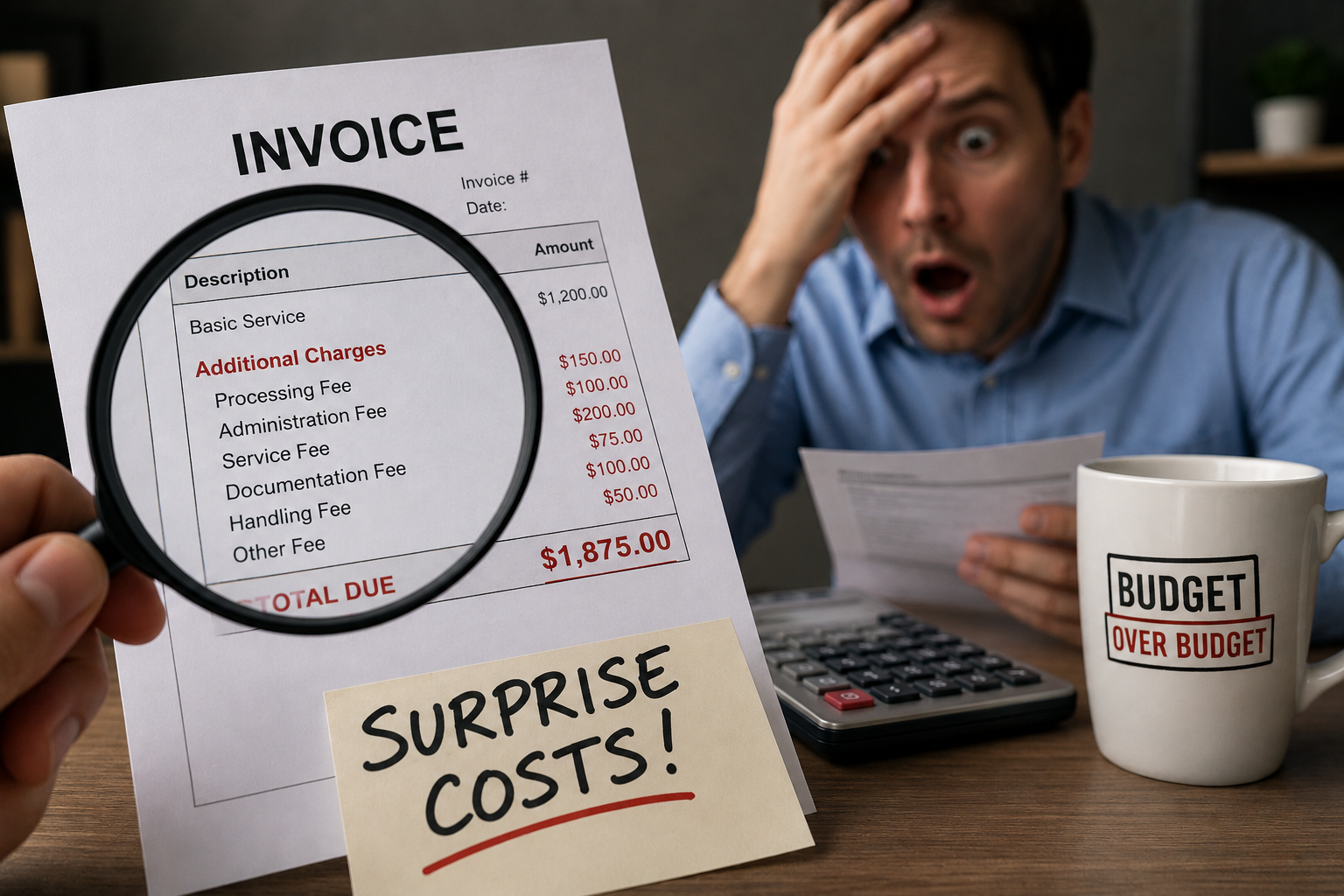 Invoice showing hidden fees and unexpected fulfillment costs.
