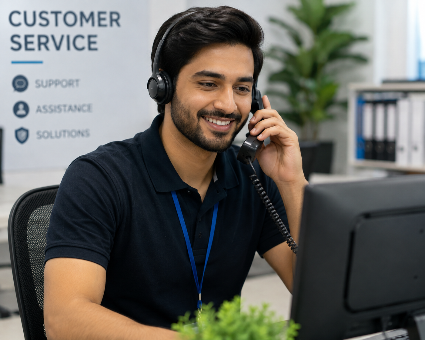 Customer speaking with support representative by phone for delivery assistance loading
