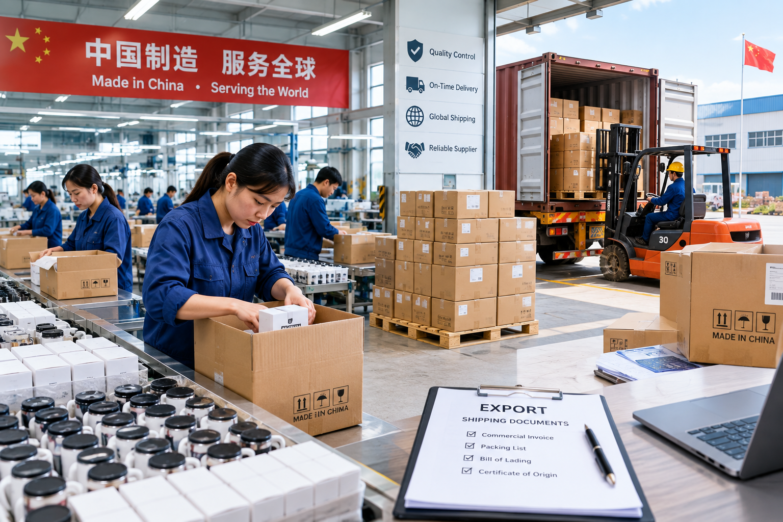 China supplier factory shipping products to customers