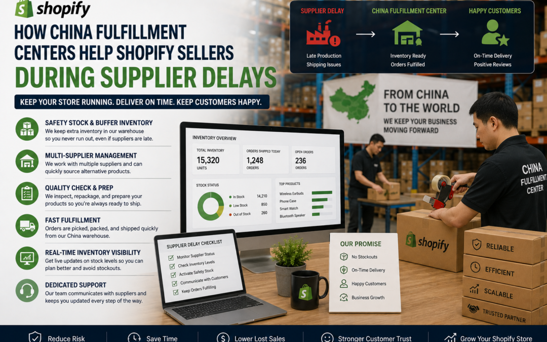 China fulfillment center helping Shopify sellers manage orders during supplier delays.