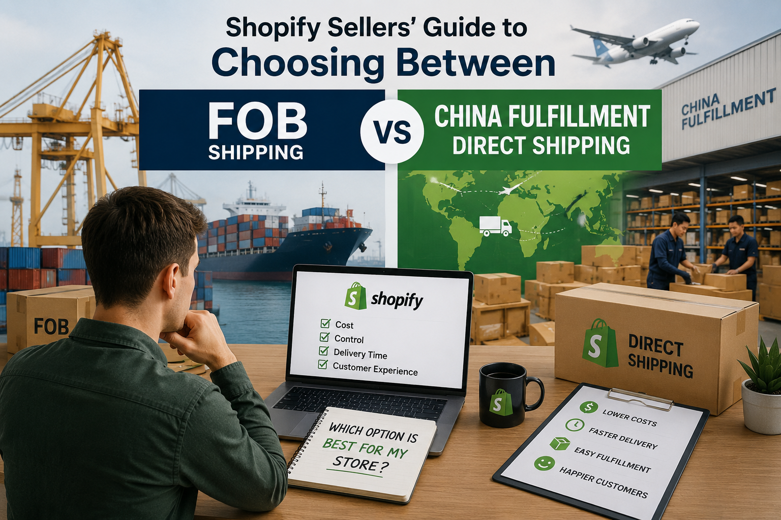 FOB shipping and direct shipping from China fulfillment warehouses for Shopify sellers.