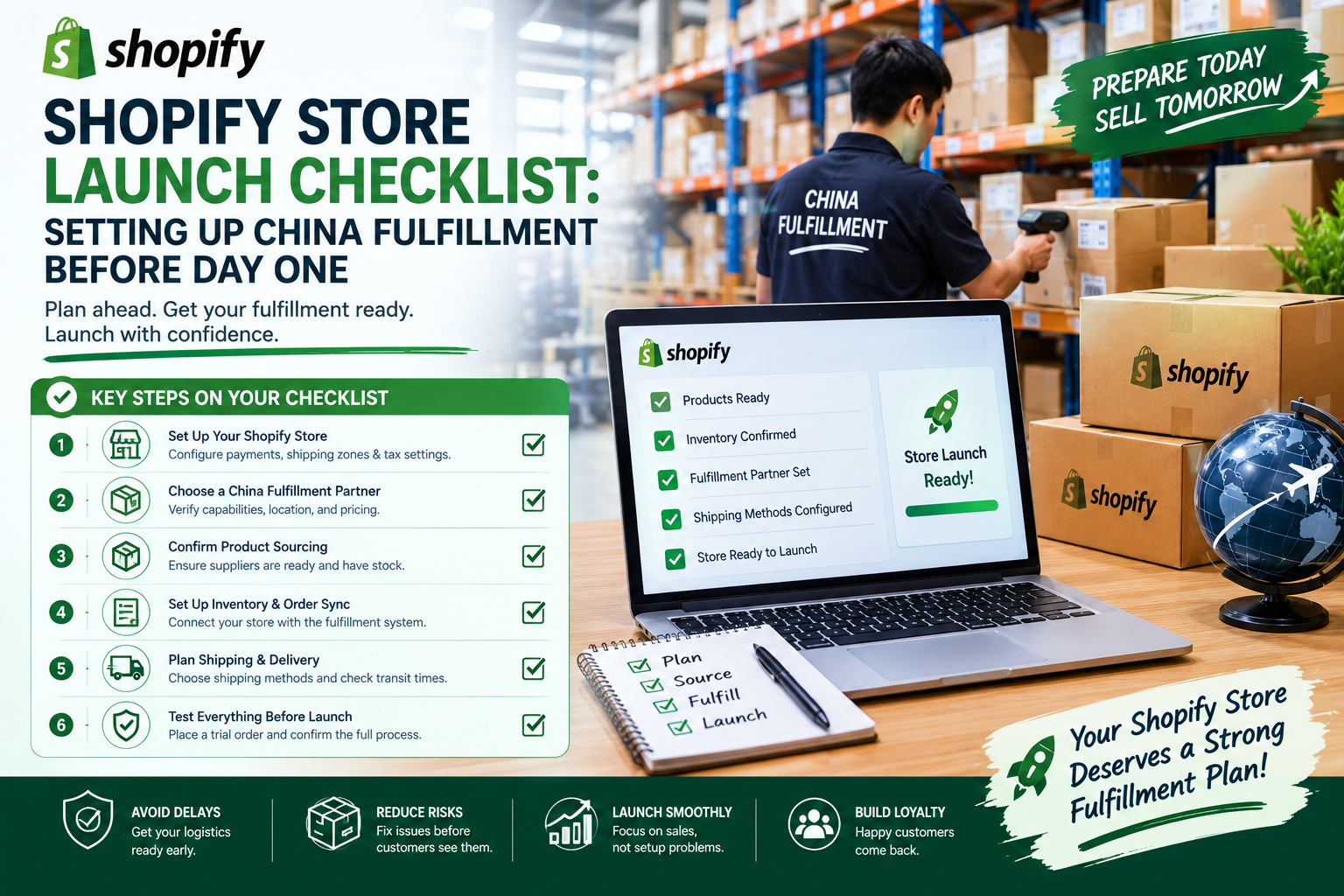 Shopify store launch checklist for setting up China fulfillment before opening day