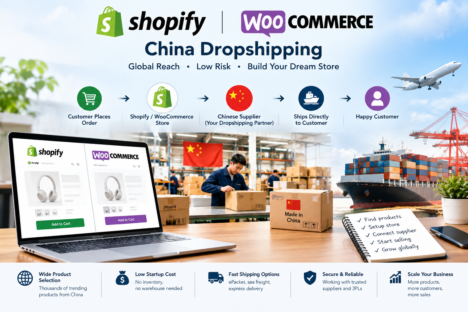 Shopify and WooCommerce China dropshipping products and fulfillment