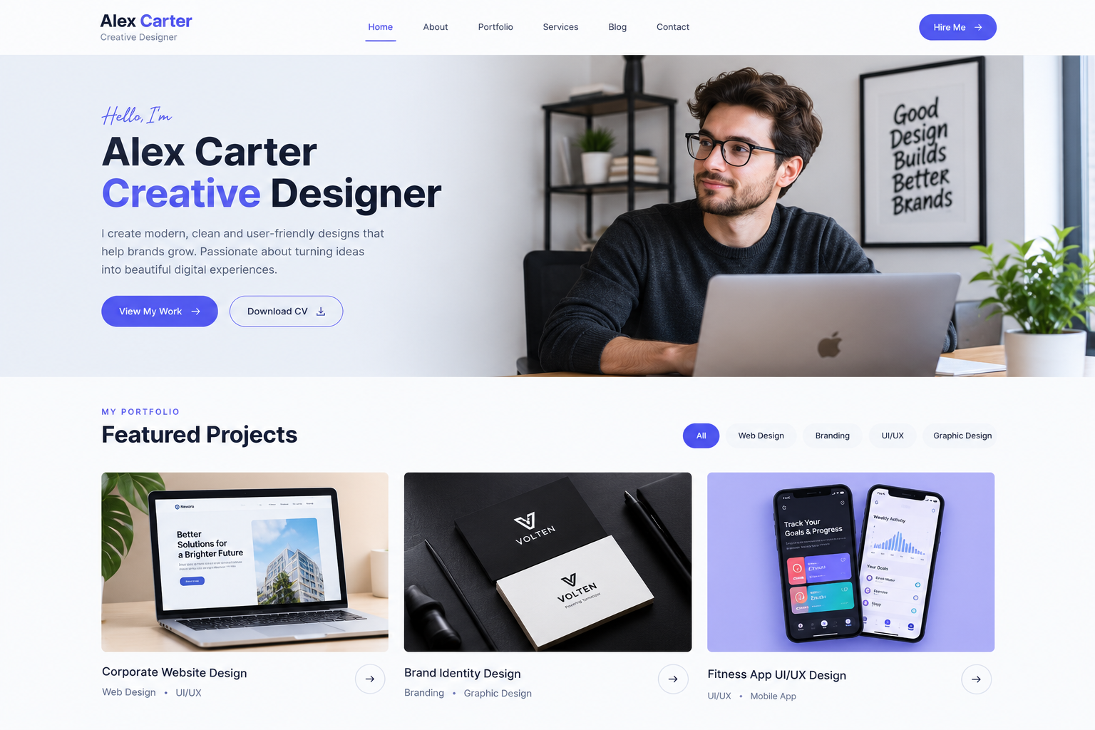 Beautiful website design portfolio template showcasing a modern and professional web layout.