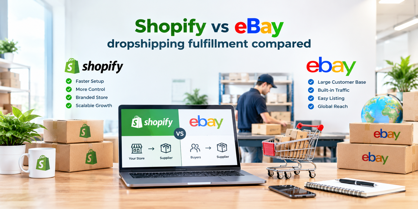 Shopify vs eBay dropshipping fulfillment compared